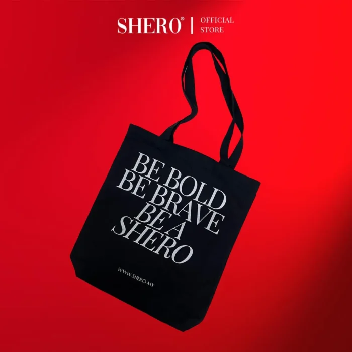 shero canvas tote bag be bold, be brave, be a shero