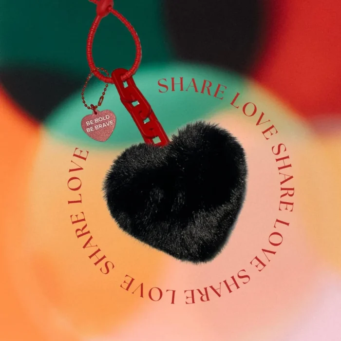 shero black heart plush keychain be bold, be brave